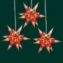 Details-3er Set kleine Haßlauer Weihnachtssterne - rot/weiß/gold für Innen 16 cm