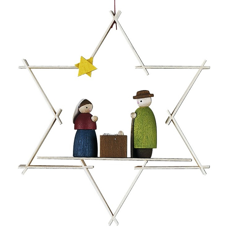Artikel Bild: Baumbehang - Stern, 9,5 cm mit Maria und Josef