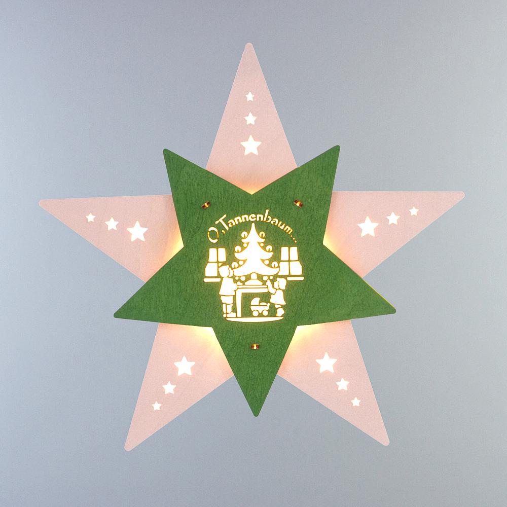 Artikel Bild: Fensterbild Stern - Oh Tannenbaum, mit LED Beleuchtung, 30,5 cm