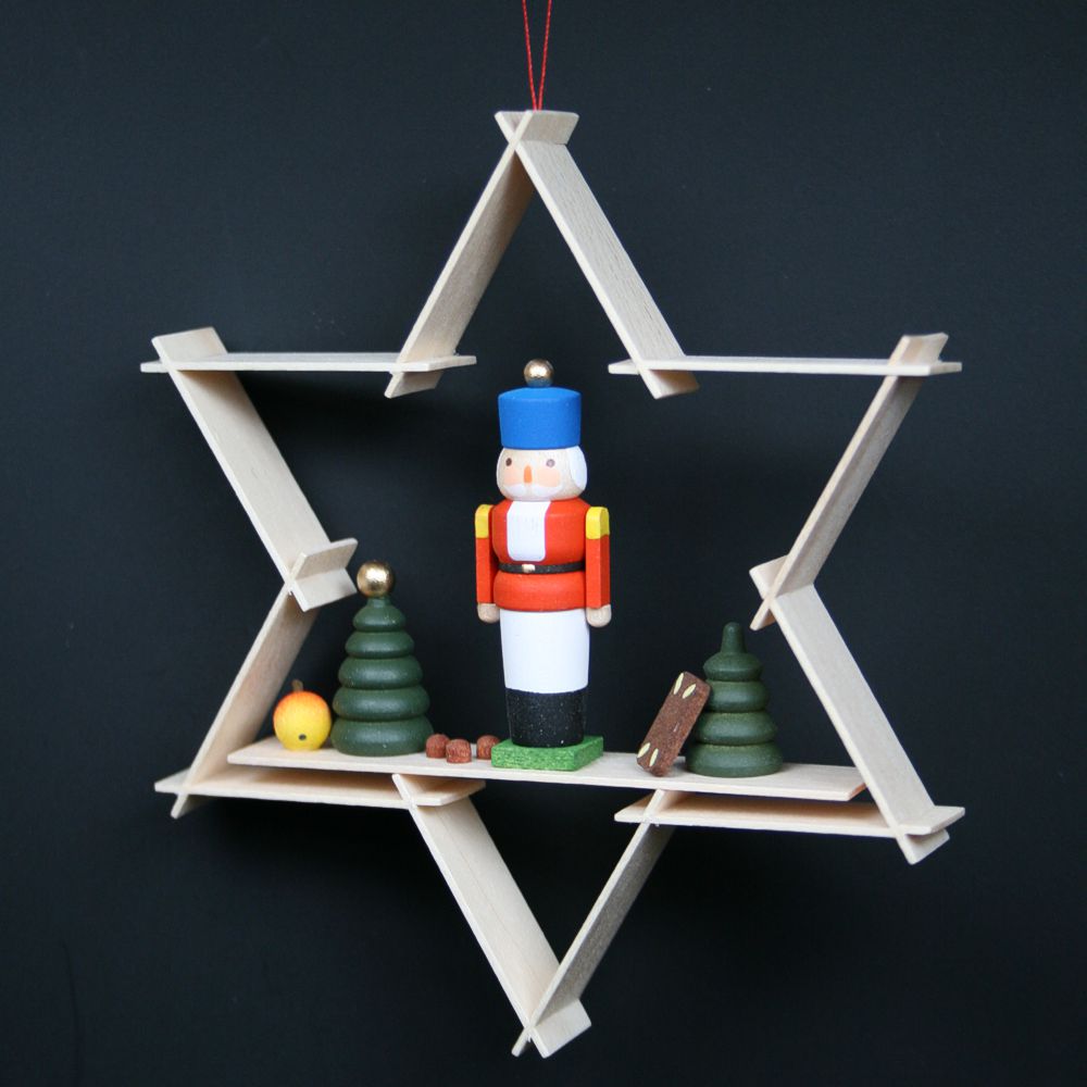 Artikel Bild: Baumbehang - Stern, 9,5 cm mit Nussknacker