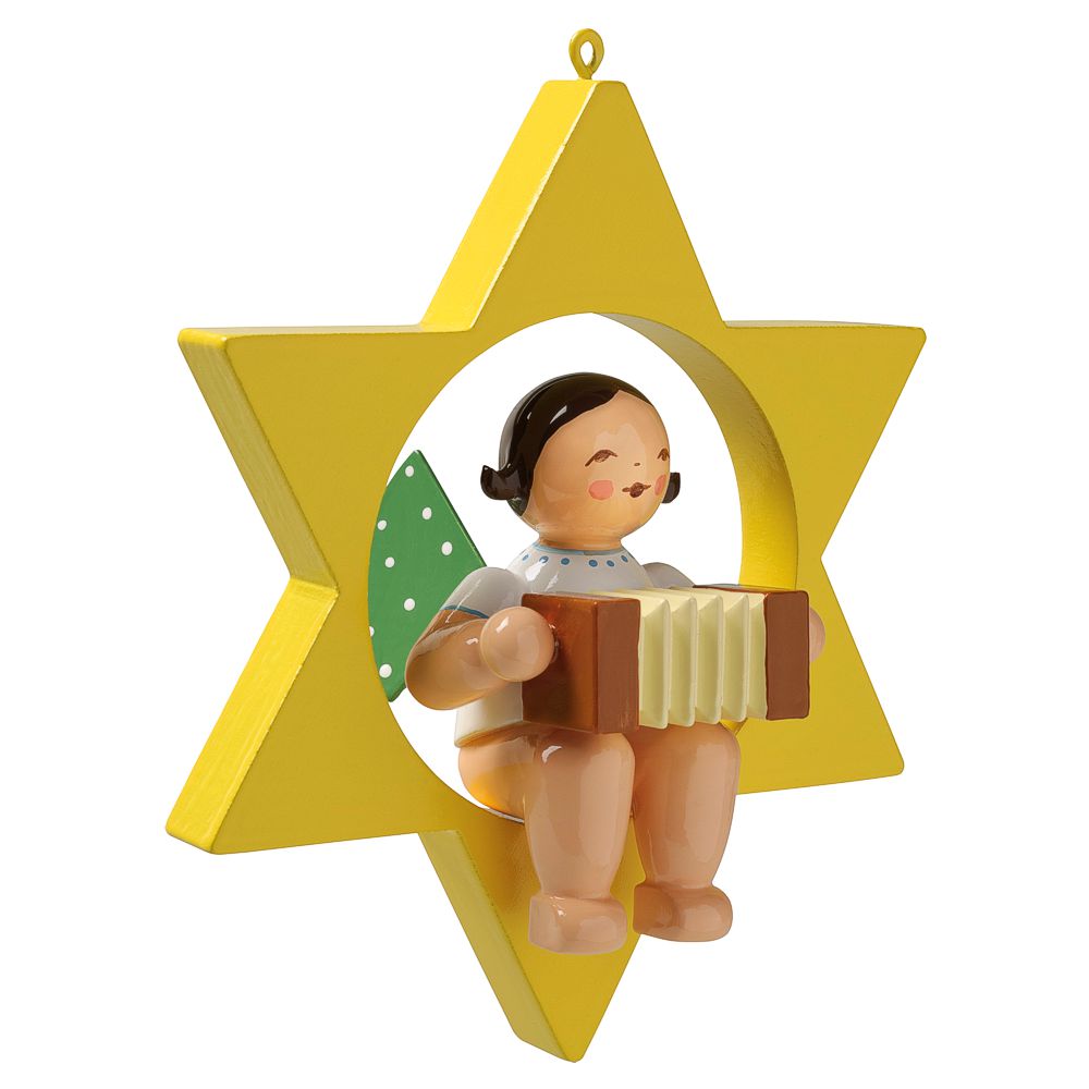 Artikel Bild: Wendt&Kühn Christbaumengel - Grünhainichener Engel® mit Zieharmonika im Stern
