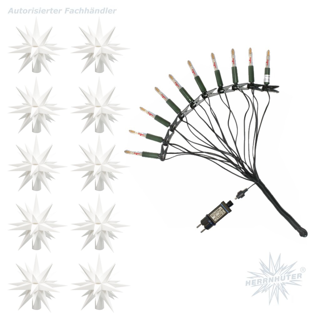 Artikel Bild: LED Sternenkette - weiß - 10er Kette Herrnhuter Sterne