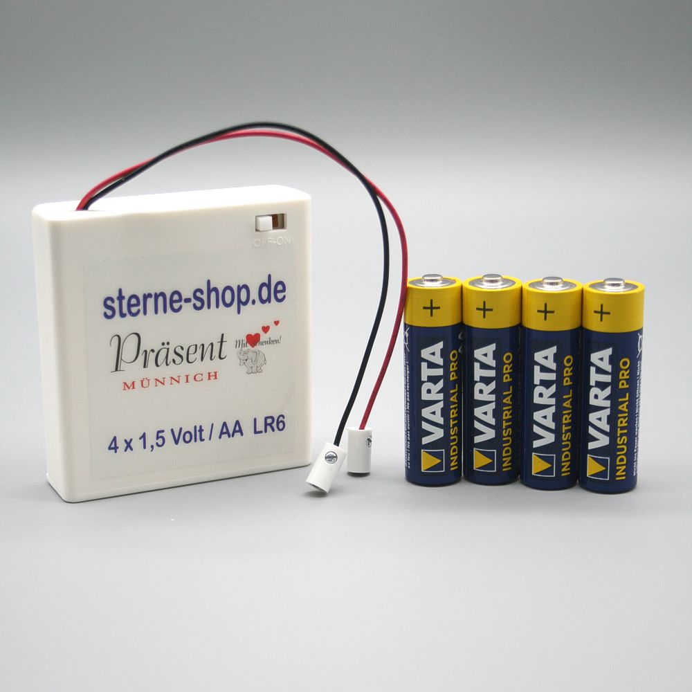 Artikel Bild: Batteriehalter OHNE Timer für 4 AA-Batterien = 6 Volt