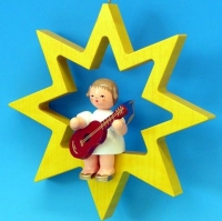 mittlerer Engel im Stern mit Gitarre - farbig
