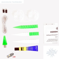 Bastelstern mit LED - grün/weiß - Herrnhuter Stern 13 cm