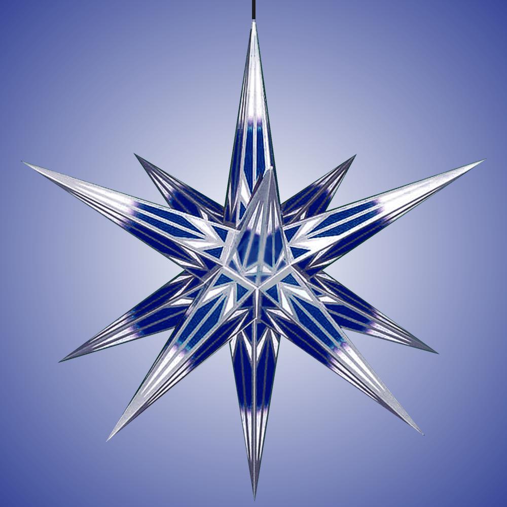 Haßlauer Weihnachtsstern blau/weiß mit Silbermuster - für Außen 75 cm - 446 - 163 - 2 - 3