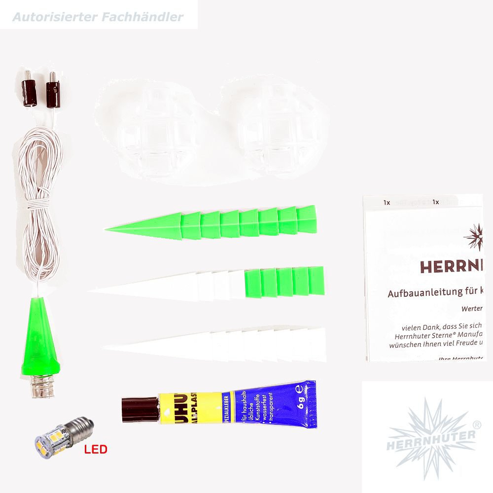 Bastelstern mit LED - grün/weiß - Herrnhuter Stern 13 cm - 345 - 193 - 0 - 1